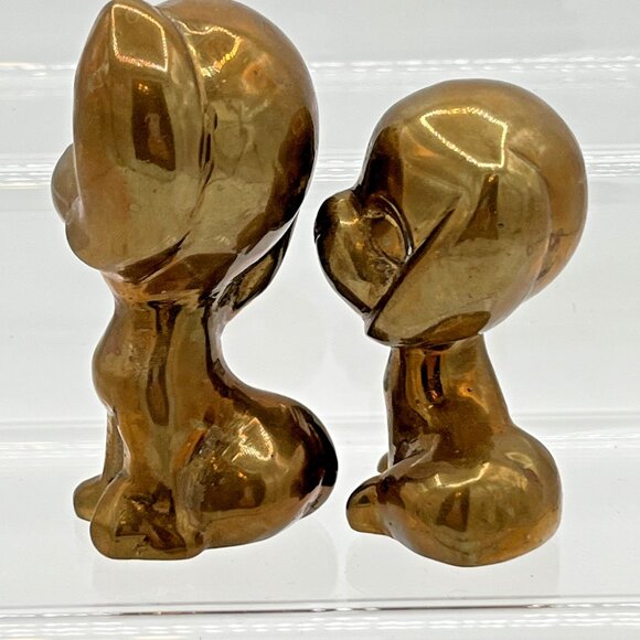 Vintage Solid Brass Puppy Dog Cartoon like Figurines Set Of 2 - Picture 2 of 5